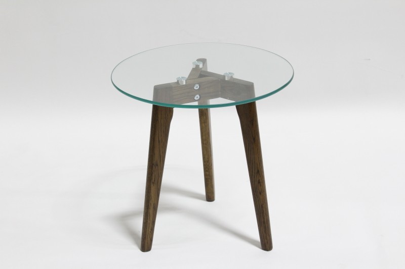 Table Side Modern Walnut 3 Legs Round, 3 Legged Round Table With Glass Top