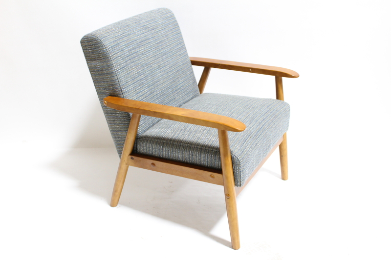 Chair Armchair Wood Arms Frame Textured, Grey Armchair With Wooden Arms