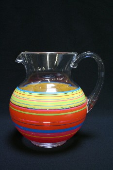 Housewares, Pitcher, COLOURED BANDS, PLASTIC, CLEAR