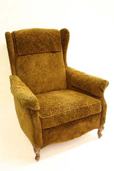 Chair, Armchair, ROLL ARM, FLORAL PATTERN, OLD STYLE, FABRIC, BROWN