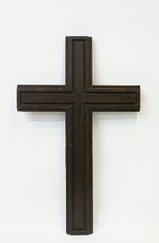 Religious, Cross, INLAID BORDER, WOOD, BROWN