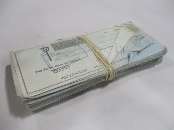 Bundle, Vintage, Stack Of Blue Receipts With A White Receipt On Top.., BLUE