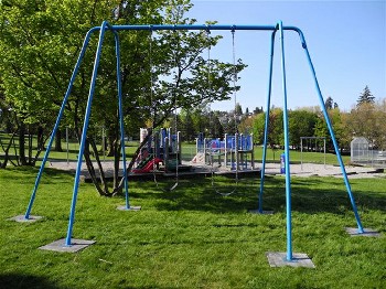 Playground, Swings, COMMERCIAL PLAYGROUND SWING SET W/2 SWINGS - Stored In Yard, Condition May Not Be Identical To Photo, METAL, BLUE