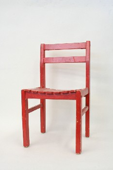Chair, Child's, SLAT SEAT,HAND PAINTED , WOOD, RED
