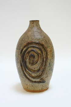 Vase, Ceramic, RAISED COIL / SPIRAL DESIGN, VINTAGE, MIDCENTURY, POTTERY, GREY