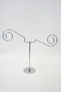 Sign, Holder, DISPLAY STAND,CURLICUES ON EAC, METAL, SILVER