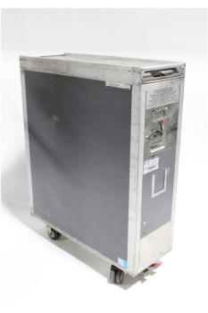 Airport, Misc, AIRLINE REFRESHMENT TROLLEY W/TRAY SLOTS INSIDE, OPENS FRONT & BACK, ROLLING, METAL, GREY