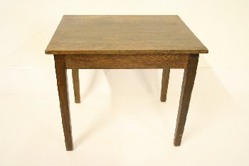 Table, Kitchen, OAK, SQUARE TOP W/TAPERED SQUARE LEGS, OLD STYLE, RUSTIC, WOOD, BROWN