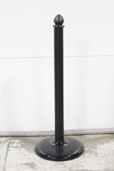 Stanchion, Post, PLAIN, LIGHTWEIGHT, ROUNDED TOP, ROUND BASE, PLASTIC, BLACK