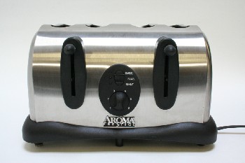 Appliance, Toaster, 4 SLOTS, BRUSHED FINISH, BLACK ACCENTS, METAL, SILVER