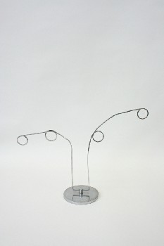 Sign, Holder, DISPLAY STAND,2 CIRCLES ON EAC, METAL, SILVER
