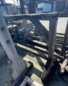 Stand, Rustic , FRAME W/CORNER BRACES, ROW OF PEGS, RUSTIC, AGED - Stored In Yard, Condition Not Identical To Photo, See 2nd Photo For Condition Closer To Current, WOOD, BROWN
