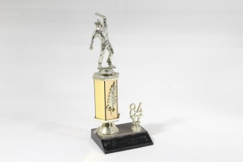 Trophy, Victory, MAN REACHING,'84, PLASTIC, GOLD