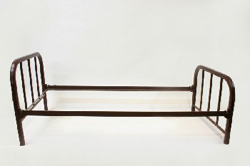 Bed, Metal, SINGLE SIZE W/ROUNDED FRAME W/BARS, HEADBOARD & 26.5