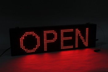 Sign, Open/Closed, LED, FLASHING / MARQUEE, PROGRAMMABLE, PLASTIC, BLACK