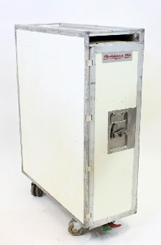 Airport, Misc, AIRLINE REFRESHMENT TROLLEY W/10 TRAYS INSIDE, OPENS FRONT & BACK, Condition Not Identical To Photo, METAL, OFFWHITE