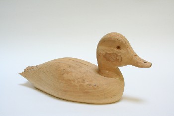 Sport, Hunting, DUCK DECOY, CARVED W/CHEWED UP TAIL, NECK BROKEN AND GLUED, UNFINISHED, WOOD, NATURAL