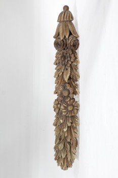 Wall Dec, Shapes , ANTIQUE, CARVED, FLORAL, ARCHITECTURAL SALVAGE FROM A EUROPEAN CHURCH, WOOD, BROWN
