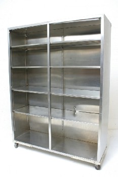 Shelf, Metal, MEDICAL/LAB, 5 LEVEL, OPEN, ROLLING, STAINLESS STEEL, SILVER