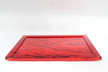 Decorative, Tray, RECTANGULAR W/LIP,WAVY LINES , PLASTIC, RED