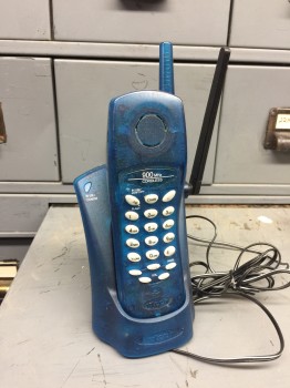 Phone, Cordless, CORDLESS W/BASE, 2 PCS, PLASTIC, BLUE