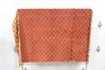Religious, Textiles, CHURCH, ALTAR CLOTH, VESPERALE (DUST COVER) OR DOSSAL (ALTAR CURTAIN) OR SIMILAR, SEWN SEAMS, PATTERNED, ONE SIDE IS BURGUNDY, FLIP SIDE IS GOLD COLOURED, NOT SQUARE / RECTANGULAR, MEASURES APPROX 96x70