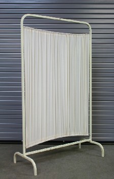 Medical, Screen, HOSPITAL, 1 PANEL W/CURTAIN, ROUNDED TOP - Condition Not Identical To Photo, METAL, WHITE