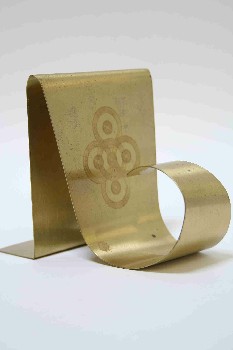 Bookend, Shapes, CURLED W/ETCHED DESIGN, METAL, BRASS