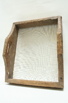 Garden, Misc, SOIL SIFTER W/WIRE SCREEN, FIXED HANDLES, WOOD FRAME, RUSTIC, ANTIQUE / PRIMITIVE, WOOD, BROWN