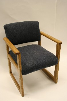 Chair, Client, SQUARE WIDE OAK ARMS/LEGS,FABRIC SEAT (Arms May Be Slightly Different Than Shown) , WOOD, BLUE