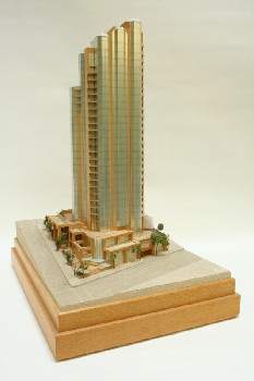 Decorative, Buildings, ARCHITECTURAL MODEL, HIGHRISE BUILDING, WOOD, MULTI-COLORED
