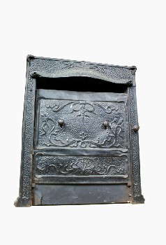 Fireplace, Misc, ANTIQUE COAL FIREPLACE W/DOOR, ORNATE FRONT, AGED, IRON, BLACK