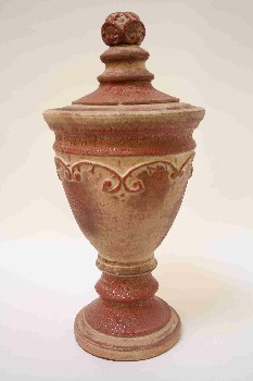 Vase, Terracotta, W/LID, DUSTY ROSE ACCENTS, TERRA COTTA, RED