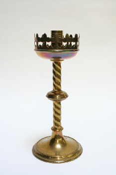 Candles, Stick, TWISTED POST, ROUND BASE, METAL, GOLD