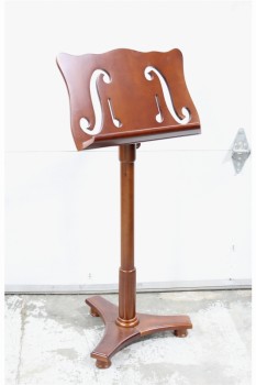 Music, Stand, SHEET MUSIC STAND, 20" WIDE BOOK PLATE W/CURVED CUTOUTS, 3 PRONG 18x18" BASE, WOOD, BROWN