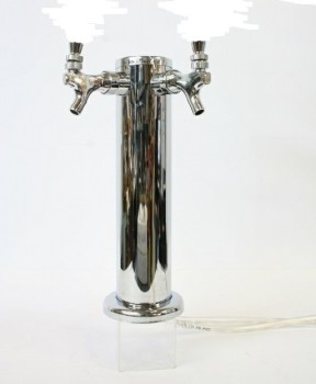 Bar, Taps, BEER/WATER COLUMN/TOWER W/2 PULL TAPS, CHROME, SILVER