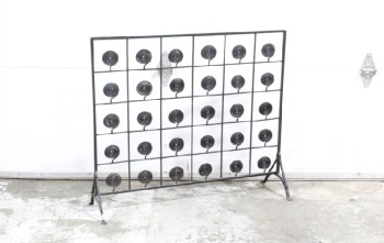 Screen, Misc, VINTAGE, FIRE SCREEN OR SIMILAR, BACKLESS / SEE THROUGH, GRID OF SPIRAL SHAPES, IRON, BLACK