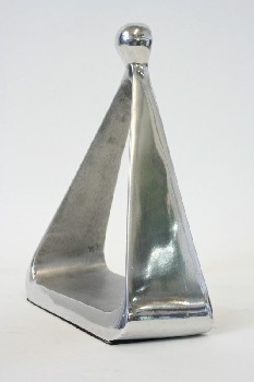 Bookend, Shapes, TRIANGULAR,ROUNDED BOTTOM,BALL TOP, ALUMINUM, SILVER