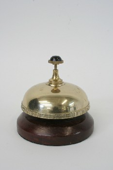 Bell, Store, HOTEL / FRONT DESK SERVICE, BLACK TOP, WOOD BASE - Condition Not Identical To Photo, Aged, METAL, BRASS