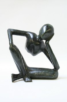 Decorative, Figurine, ABSTRACT SITTING FIGURE,LARGE SIZE, STONE, GREEN
