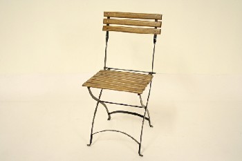 Chair, Folding, WOOD SLAT SEAT/BACK, METAL, BROWN