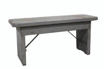 Bench, Rustic, PLAIN, THIN METAL SUPPORTS, PAINTED, RUSTIC, WOOD, GREY