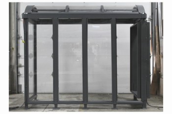 Street, Misc, BUS STOP / SHELTER, PLEXI SIDES, DOMED TOP & PANEL FOR SIGN, WOOD FRAME TRANSPORT BASE ADDED -- NOTES ON TRANSPORT: HIAB Pickup & Delivery Recommended. Must Be Returned W/Transport Base. Condition Not Identical To Photo, METAL, GREY