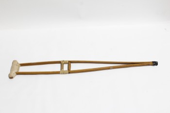 Medical, Mobility, CRUTCH, OLD STYLE, WRAPPED, WOOD, BROWN