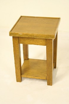 Table, Side, SQUARE TOP W/ TAPERED SQUARE LEGS, WOOD, BROWN