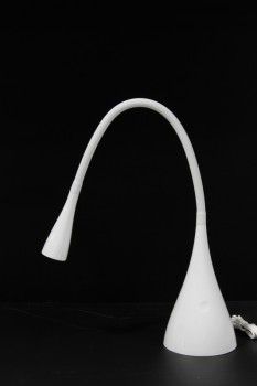 Lighting, Lamp, DESK LAMP, FLEXIBLE NECK, CONE SHADE, FLARED BASE, TOUCH CONTROLLED ON/OFF SWITCH, LED - Must Be Returned W/Adapter, WHITE