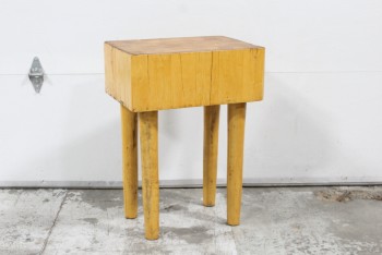 Table, Butcher Block, THICK RECTANGULAR TOP,4 SLIGHTLY TAPERED LEGS, HEAVY/SOLID, WOOD, BROWN