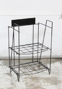 Rack, Newspaper, 2 LEVEL COLLAPSIBLE FLYER / NEWSPAPER / MAGAZINE STAND, WIRE, METAL, BLACK