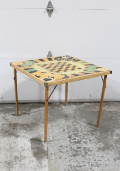 Table, Folding, VINTAGE, CHECKERBOARD / CARDS / GAMES (ALSO USED AS WALL ART, 30x30x1.5