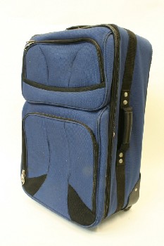 Luggage, Suitcase, BLACK DETAILS, AGED, ROLLING, FABRIC, BLUE